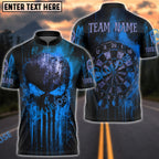 BlueJose Darts Punisher Skull Blood Dartboard Personalized Name, Team Name Unisex Shirt (4 Colors)