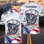BlueJose Darts Patriotic USA 250th Anniversary Bald Eagle Dartboard Fireworks Design Personalized Name Shirt
