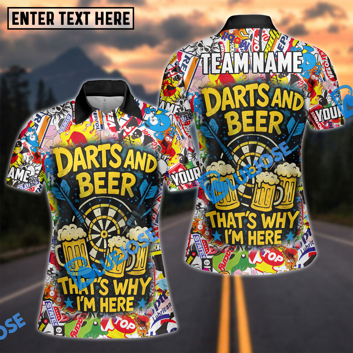 BlueJose Darts And Beer That's Why I'm Here 3 Personalized Name, Team Name Shirt