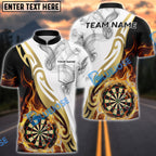 BlueJose Darts White Fire Smoke Golden Dartboard Multicolor Options Personalized Name Shirt (4 Colors)