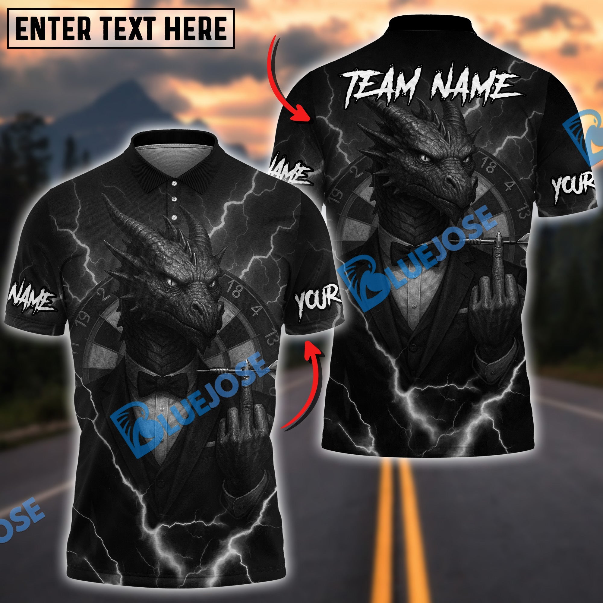 BlueJose Darts Shadowlord Thunderstrike Dragon Personalized Name Shirt