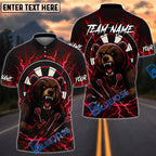 BlueJose Darts Furious Grizzly Bear Dartboard Personalized Name, Team Name Shirt (4 Colors)