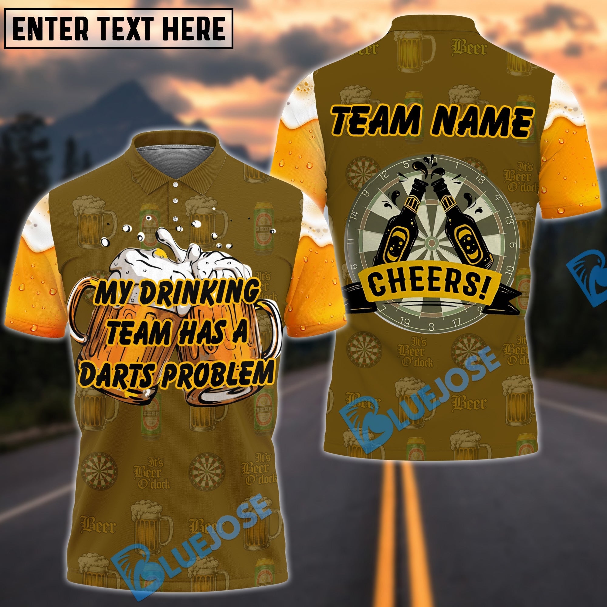 BlueJose Beer And Darts Drinking Team Multicolor Options Personalized Name Shirt (4 Colors)