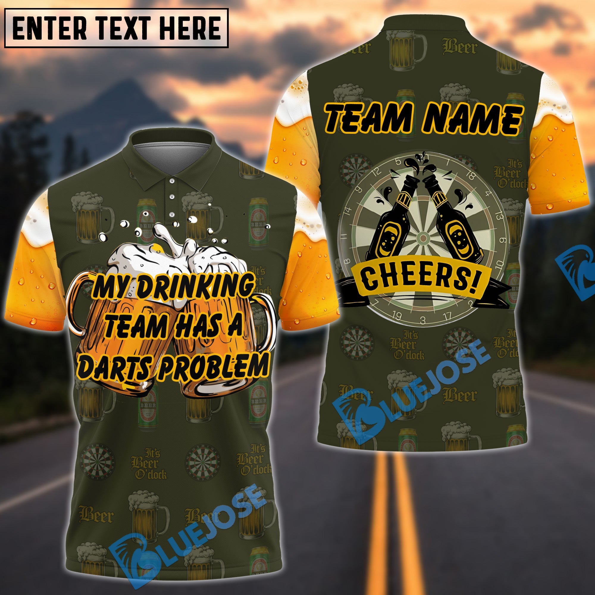 BlueJose Beer And Darts Drinking Team Multicolor Options Personalized Name Shirt (4 Colors)