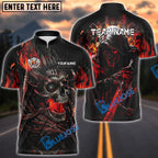BlueJose Darts Grim Reaper Skull Flame Dark Fantasy Design Personalized Name, Team Name Unisex Shirt (4 Colors)