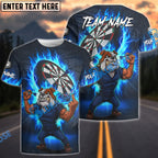BlueJose Darts Bulldog Fire Flame Customized Name, Team Name 3D Shirt (4 Colors)