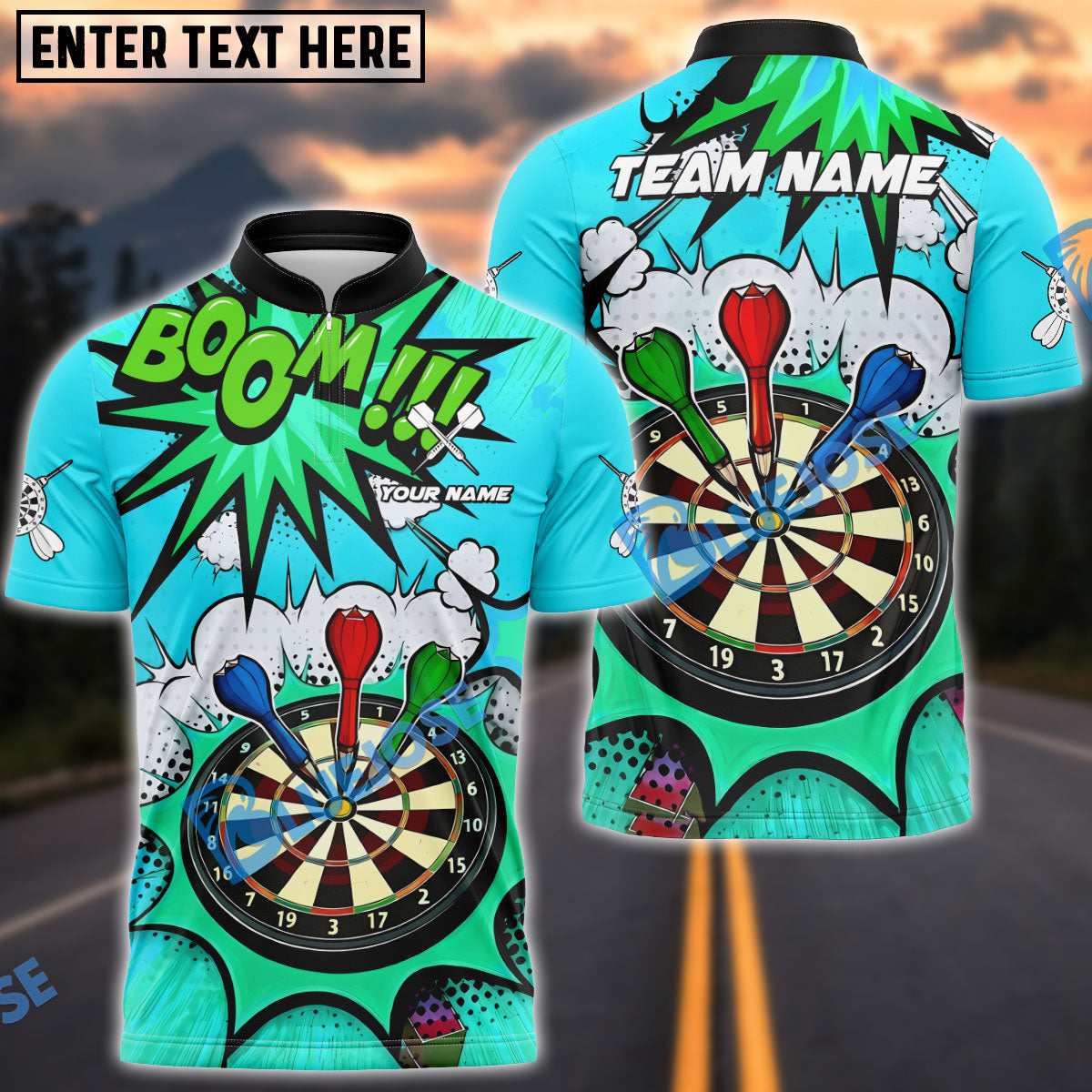 BlueJose Darts Bullseye Target Classic Design Multicolor Options Personalized Name Shirt (4 Colors)