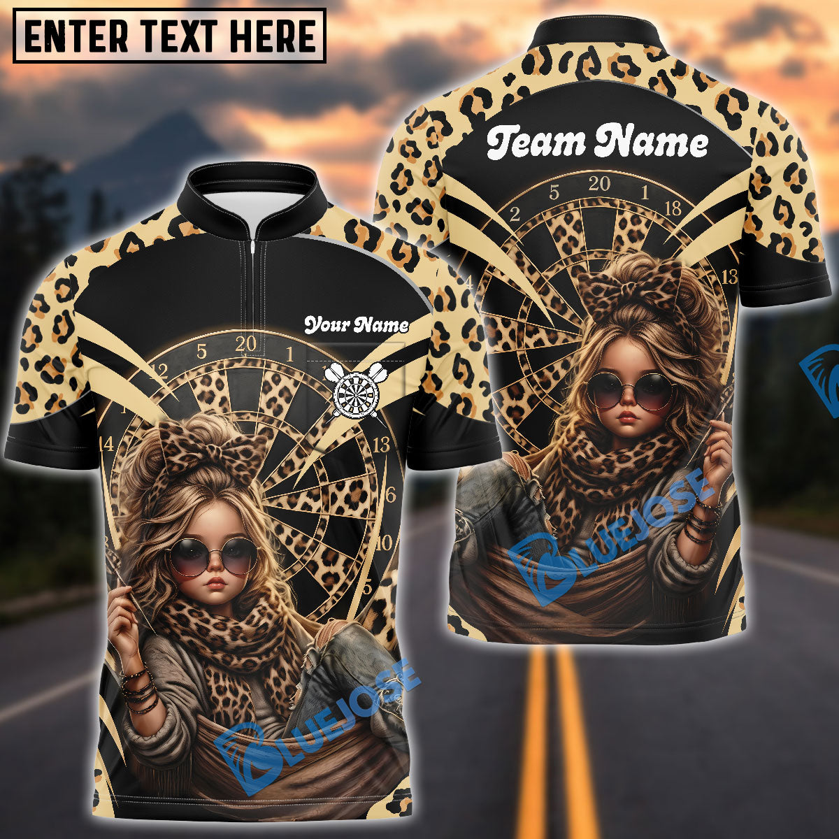 BlueJose Darts Leopard Cool Girl Street Style Personalized Name Shirt