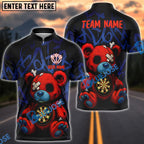 BlueJose Darts Creepy Teddy Graffiti Personalized Name, Team Name Shirt (4 Colors)