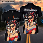 BlueJose Darts Pinup Girl Retro Style Multicolor Options Personalized Name Shirt (4 Colors)