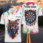 BlueJose Darts Tribal Wolf Spirit White Paint Splash Personalized Name Shirt