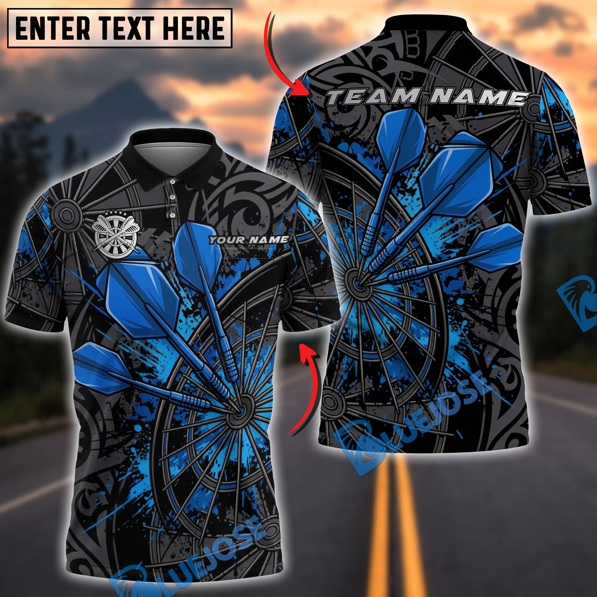 BlueJose Darts Steel Triple Dart Precision Multicolor Options Personalized Name Shirt (4 Colors)
