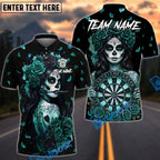 BlueJose Darts Sugar Skull Rose Gothic Dartboard Art Personalized Name, Team Name Unisex Shirt (4 Colors)