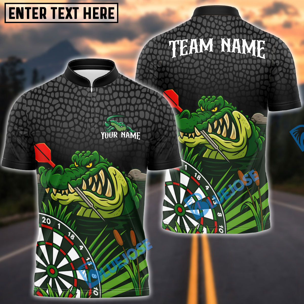 BlueJose Darts Alligator Customized Name, Team Name 3D Shirt (4 Colors)
