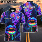 BlueJose Darts Neon Lips Smoke Psychedelic Personalized Name, Team Name Unisex Shirt (4 Colors)