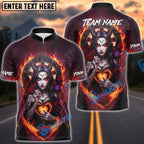 BlueJose Darts Dark Demon Fire Heart Gothic Multicolor Options Personalized Name Shirt (4 Colors)