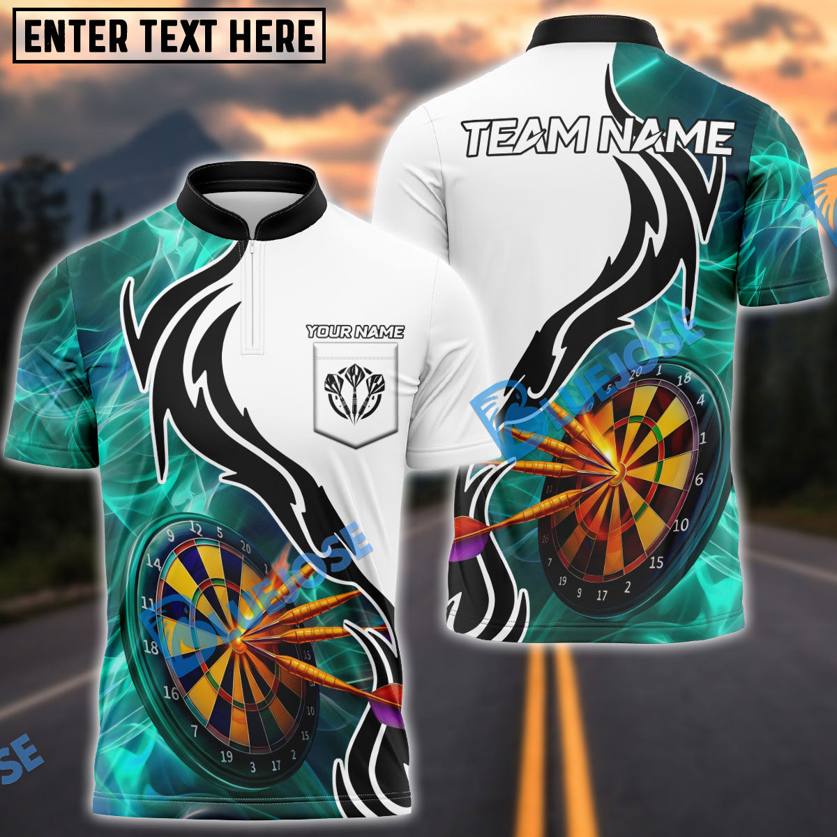 BlueJose Darts Tribal Energy Customized Name, Team Name 3D Shirt (4 Colors)