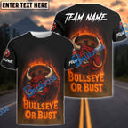 BlueJose Darts Flaming Bull Rage Multicolor Options Personalized Name Shirt (4 Colors)