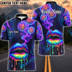 BlueJose Darts Neon Lips Smoke Psychedelic Personalized Name, Team Name Unisex Shirt (4 Colors)