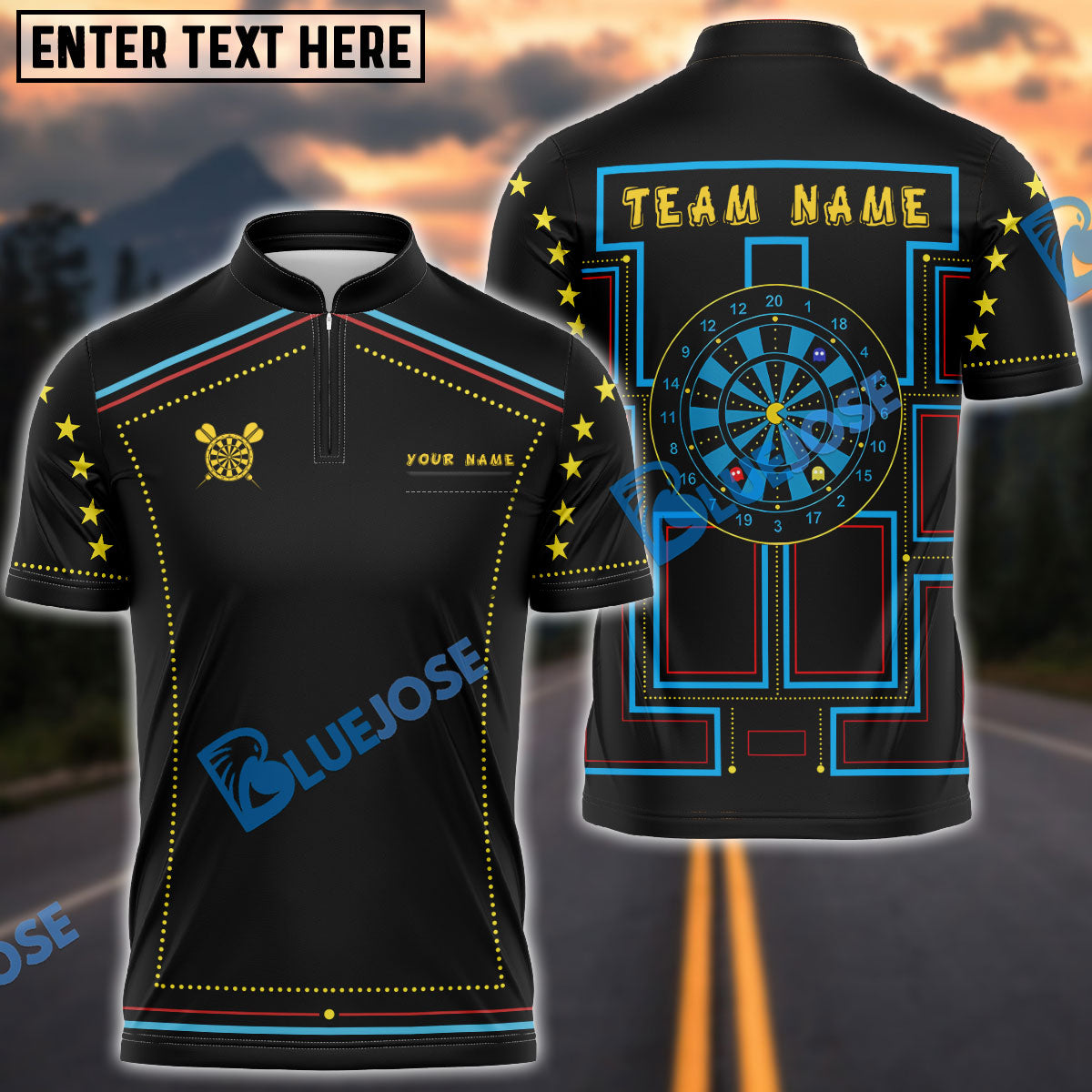 BlueJose Darts Pacman Style Personalized Name Shirt