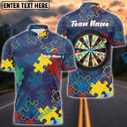 BlueJose Darts Autism Awareness Puzzle Dartboard Personalized Name Shirt