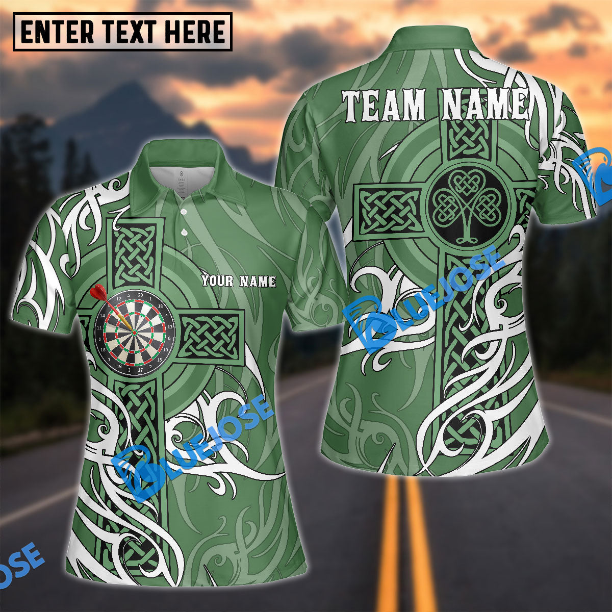 BlueJose Darts Irish Cross St Patrick Day Personalized Name Shirt