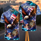 BlueJose Darts American Eagle Flag Lightning Shield Personalized Name Shirt