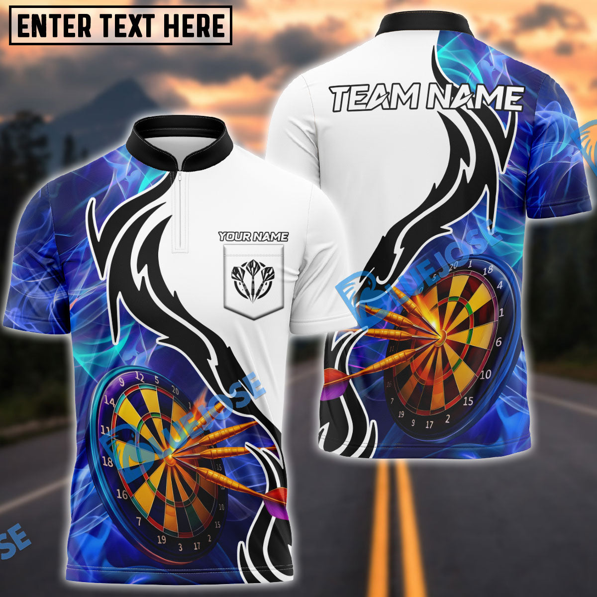 BlueJose Darts Tribal Energy Customized Name, Team Name 3D Shirt (4 Colors)