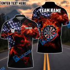 BlueJose Darts American Flag Fire Dartboard Personalized Name Shirt