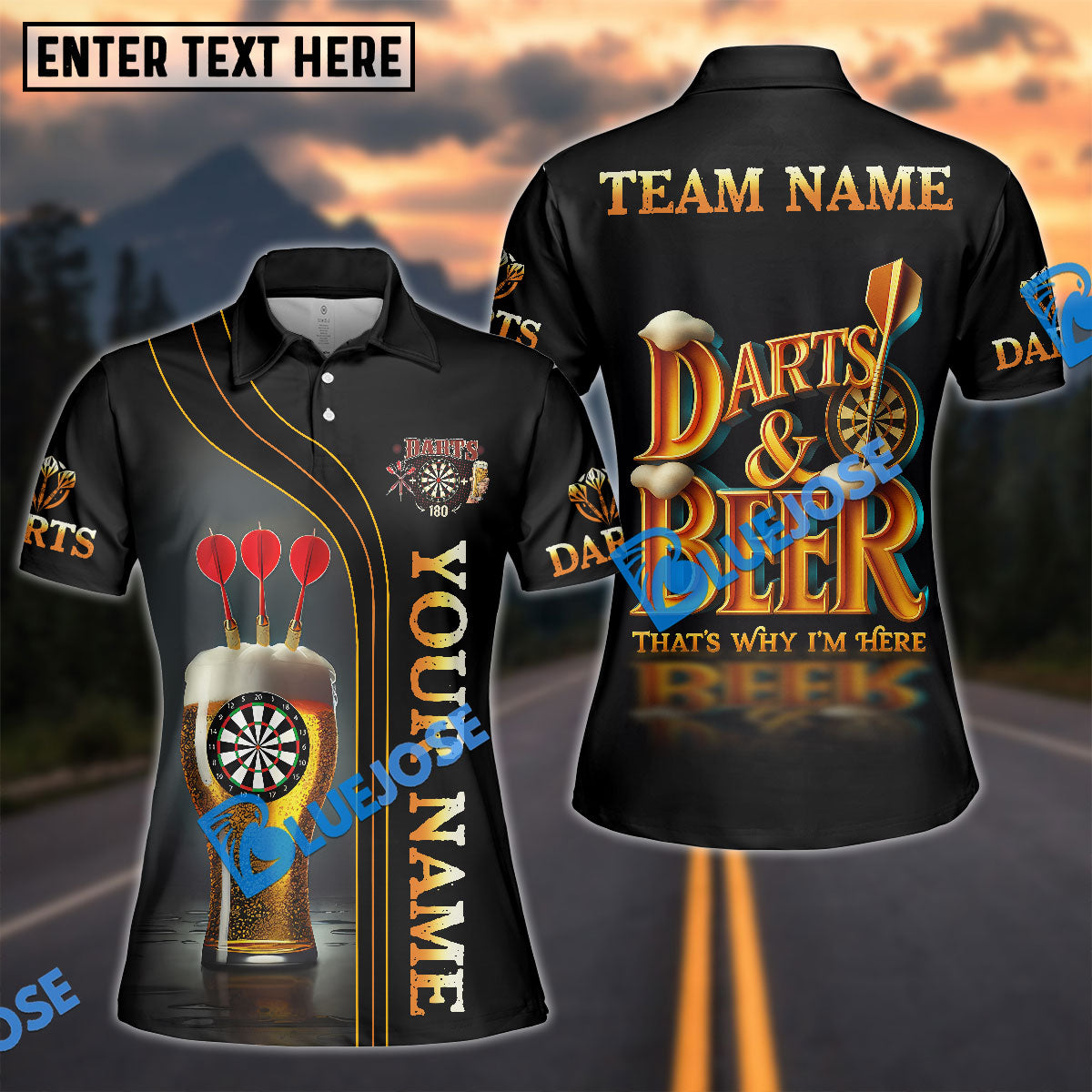 BlueJose Darts & Beer That's Why I'm Here Personalized Name Shirt
