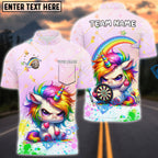 BlueJose Darts Cute Angry Unicorn Rainbow Dartboard Personalized Name Shirt