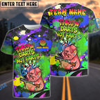 BlueJose Darts Grumpy Pig Throw Darts Not Farts Multicolor Options Personalized Name Shirt (6 Colors)