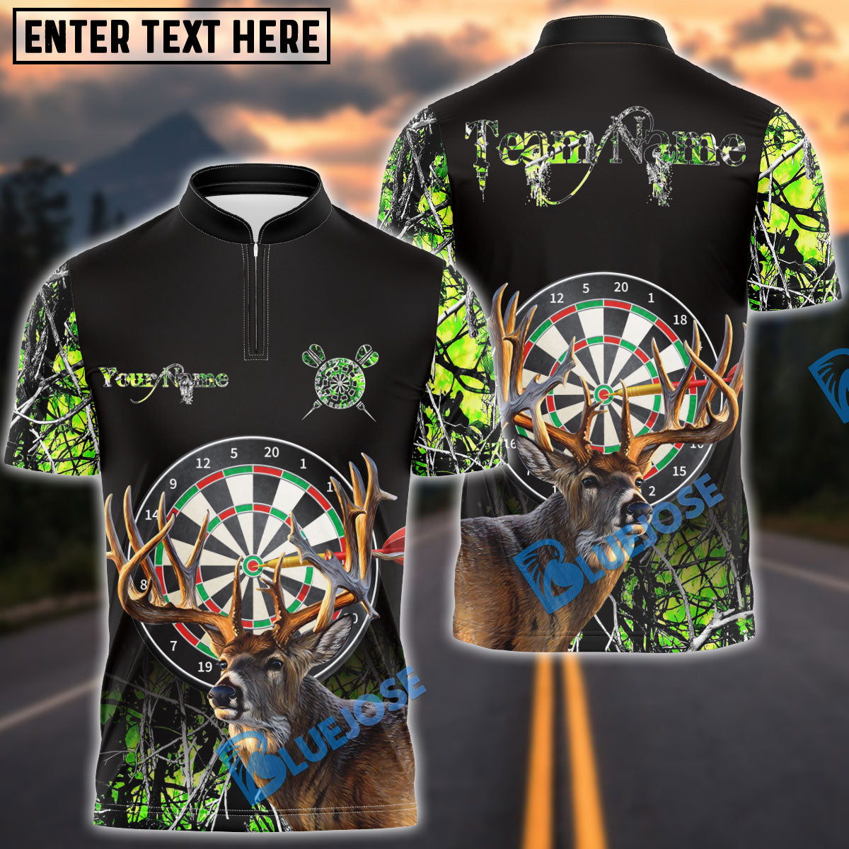 BlueJose Darts Deer Hunting Camo Multicolor Options Personalized Name Shirt (4 Colors)