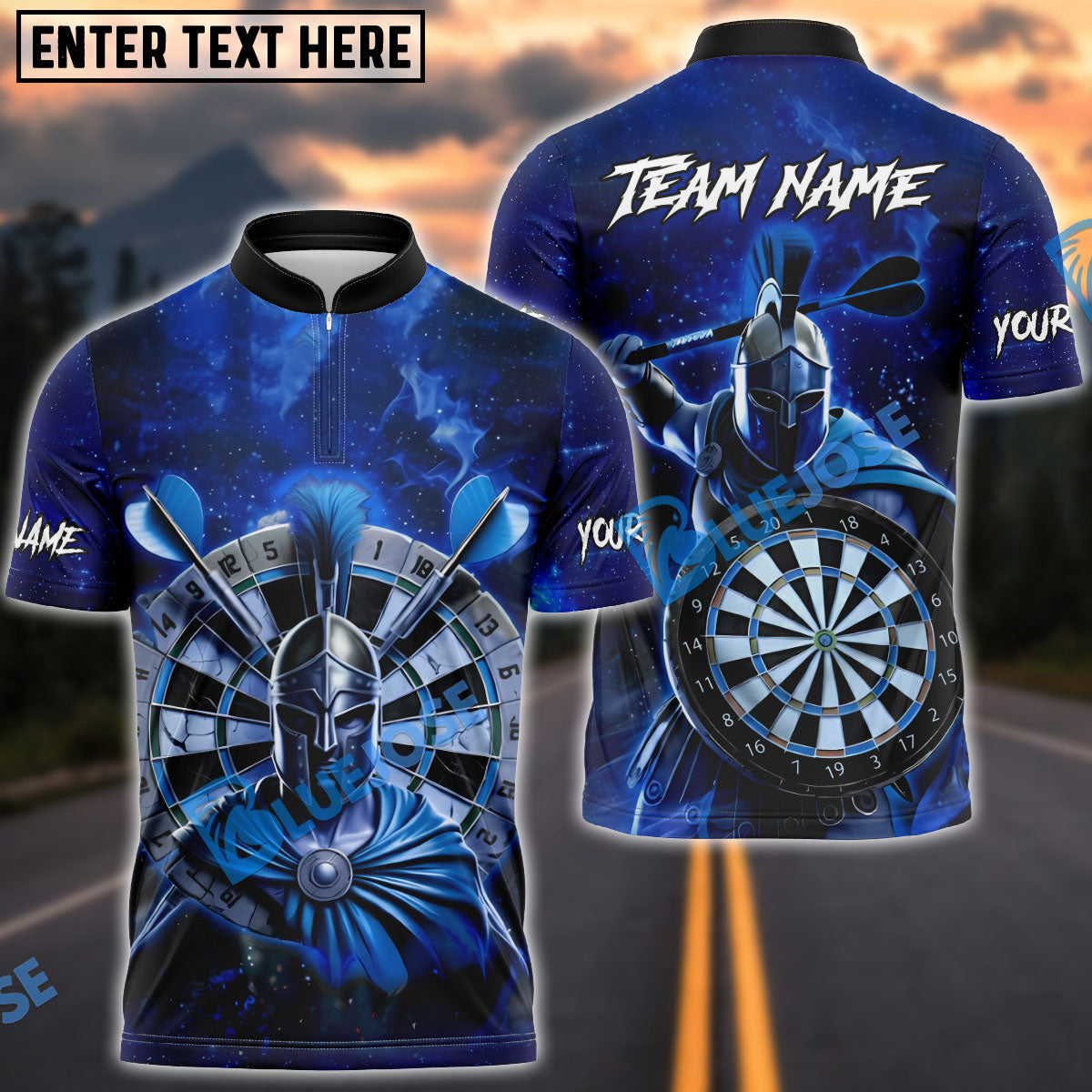 BlueJose Darts Spartan Warrior Fury Multicolor Options Personalized Name Shirt (4 Colors)