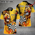 BlueJose Darts Flame Lion Personalized Name, Team Name Pocket Shirt (4 Colors)