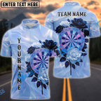 BlueJose Darts Elegant Floral Dartboard Pearl Gradient Design Personalized Name, Team Name Unisex Shirt (4 Colors)