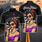 BlueJose Darts Pinup Girl Retro Style Multicolor Options Personalized Name Shirt (4 Colors)