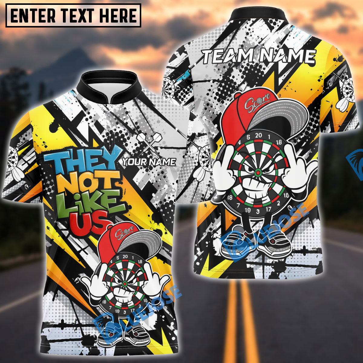 BlueJose Darts Dartboard Urban Graffiti Character They Not Like Us Multicolor Options Personalized Name Shirt (6 Colors)