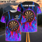BlueJose Darts Dartboard Neon Flame Firestorm Personalized Name Shirt