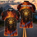 BlueJose Darts Flaming Skull Dartboard Personalized Name, Team Name Unisex Shirt (4 Colors)