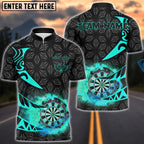 BlueJose Darts Flaming Dartboard Tribal Arrows Personalized Name, Team Name Shirt (4 Colors)