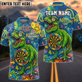 BlueJose Darts Autism Awareness T-Rex Graffiti Personalized Name, Team Name Shirt
