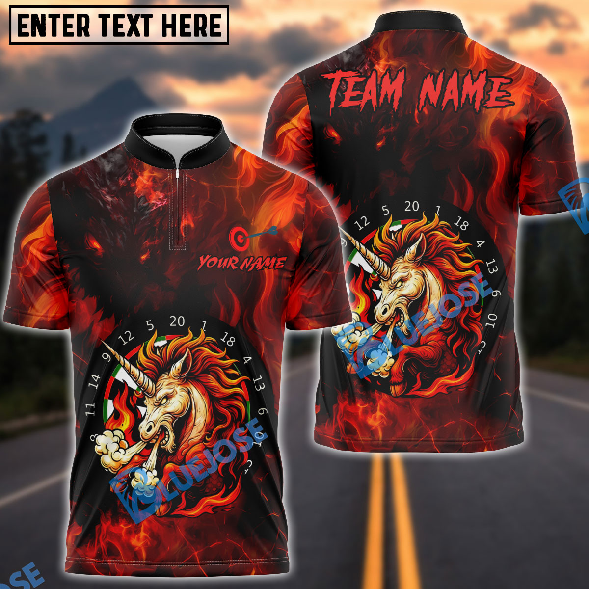 BlueJose Darts Unicorn DartBoard Design Customized Name, Team Name 3D Shirt (4 Colors)