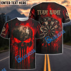 BlueJose Darts Punisher Skull Blood Dartboard Personalized Name, Team Name Unisex Shirt (4 Colors)