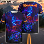 BlueJose Darts Eagle Neon Glow Personalized Name Long Sleeve Polo Shirt (4 Colors)