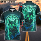 BlueJose Darts Neon Wolf Dart Glow Personalized Name, Team Name Unisex Shirt (4 Colors)