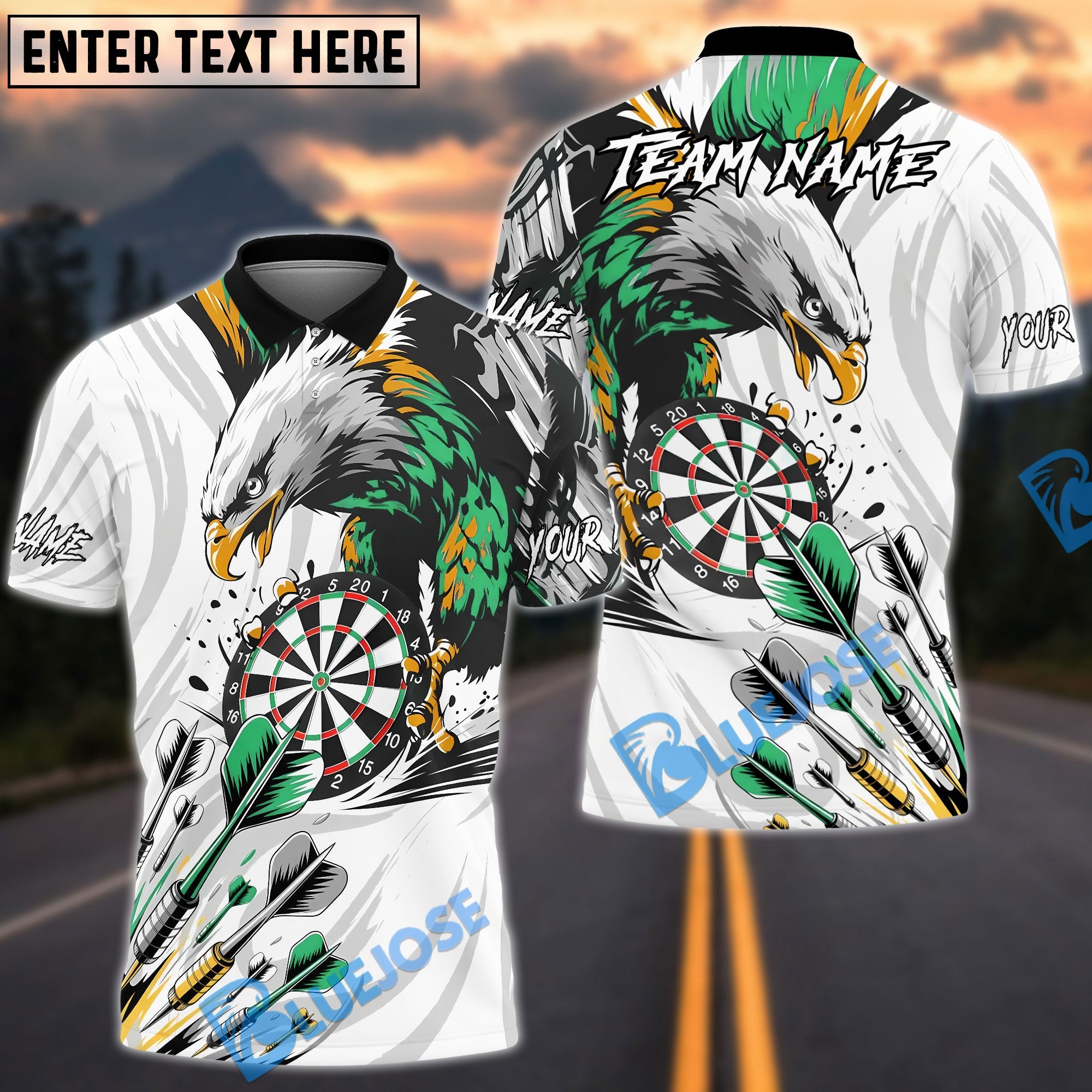 BlueJose Darts Eagle Precision Multicolor Options Personalized Name Shirt (4 Colors)