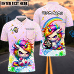 BlueJose Darts Cute Angry Unicorn Rainbow Dartboard Personalized Name Shirt