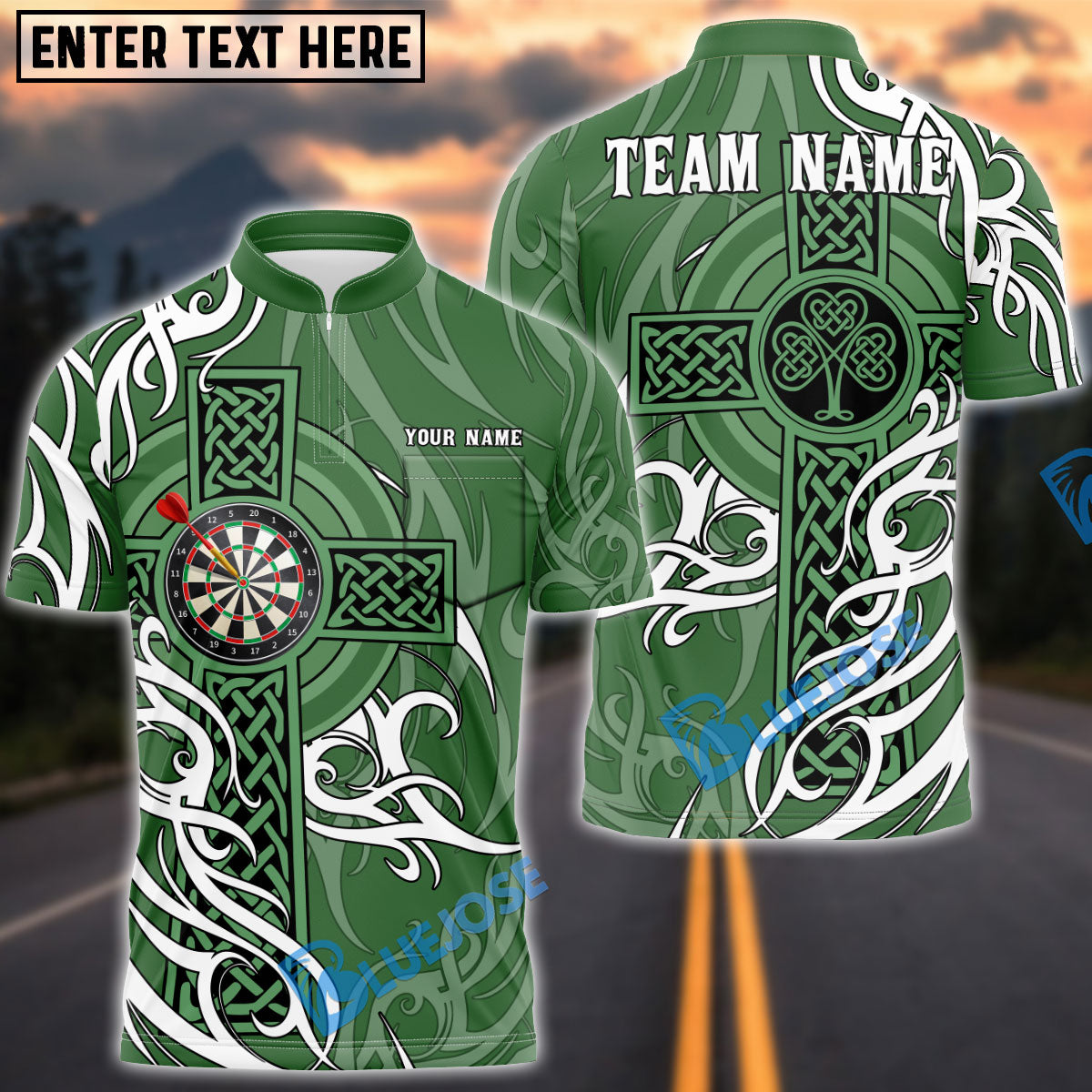 BlueJose Darts Irish Cross St Patrick Day Personalized Name Shirt