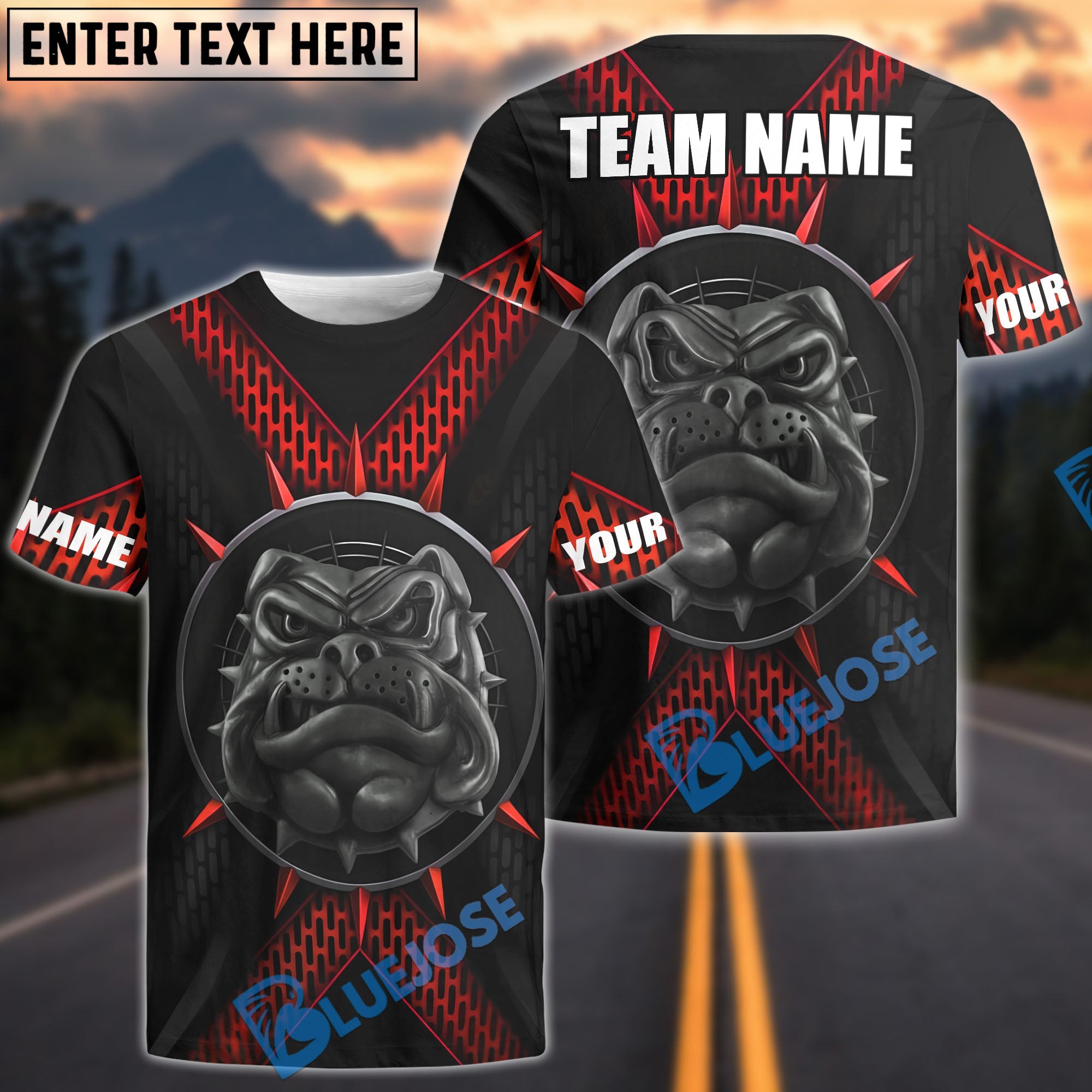 BlueJose Darts Bulldog Fierce Customized Name, Team Name 3D Shirt (4 Colors)